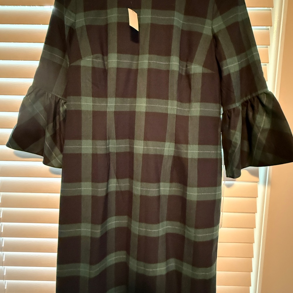 Talbots Green Plaid Long Sleeve Dress NWT